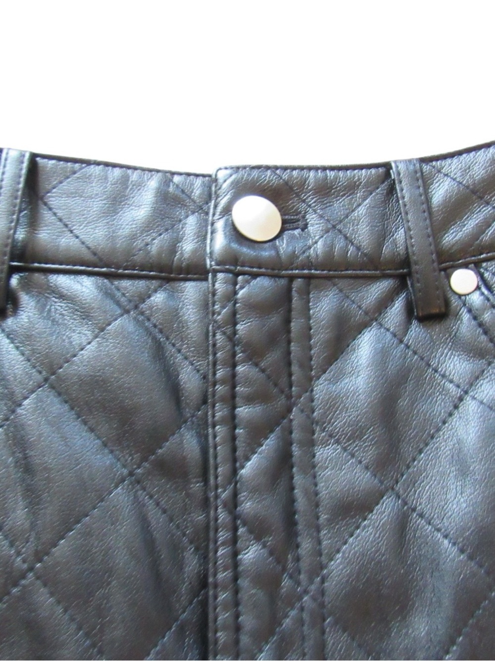 Cami NYC Quilted Macy Mini Skirt 2 Black Vegan Faux Leather Whimsigoth Punk - Picture 3 of 10